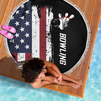 Grunge American Flag Custom Bowling Beach Blanket Pins Graphic and Team Text Layout Design - Wonder Print Shop