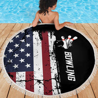 Grunge American Flag Custom Bowling Beach Blanket Pins Graphic and Team Text Layout Design - Wonder Print Shop