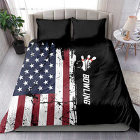 Grunge American Flag Custom Bowling Bedding Set Pins Graphic and Team Text Layout Design - Wonder Print Shop