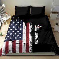 Grunge American Flag Custom Bowling Bedding Set Pins Graphic and Team Text Layout Design - Wonder Print Shop