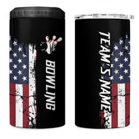 Grunge American Flag Custom Bowling 4 in 1 Can Cooler Tumbler Pins Graphic and Team Text Layout Design - Wonder Print Shop