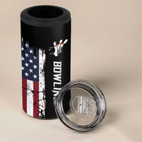 Grunge American Flag Custom Bowling 4 in 1 Can Cooler Tumbler Pins Graphic and Team Text Layout Design - Wonder Print Shop