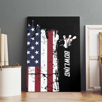 Grunge American Flag Custom Bowling Canvas Wall Art Pins Graphic and Team Text Layout Design - Wonder Print Shop
