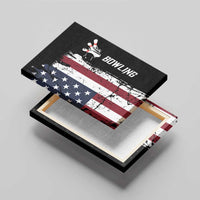 Grunge American Flag Custom Bowling Canvas Wall Art Pins Graphic and Team Text Layout Design - Wonder Print Shop