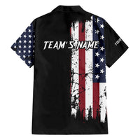 Grunge American Flag Custom Bowling Family Matching Puletasi and Hawaiian Shirt Pins Graphic and Team Text Layout Design - Wonder Print Shop