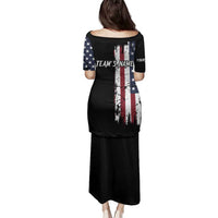 Grunge American Flag Custom Bowling Family Matching Puletasi and Hawaiian Shirt Pins Graphic and Team Text Layout Design - Wonder Print Shop