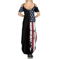 Grunge American Flag Custom Bowling Family Matching Summer Maxi Dress and Hawaiian Shirt Pins Graphic and Team Text Layout Design - Wonder Print Shop