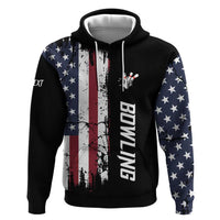 Grunge American Flag Custom Bowling Hoodie Pins Graphic and Team Text Layout Design - Wonder Print Shop