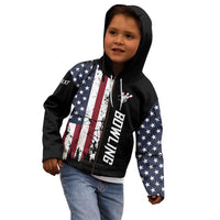 Grunge American Flag Custom Bowling Kid Hoodie Pins Graphic and Team Text Layout Design - Wonder Print Shop
