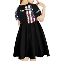 Grunge American Flag Custom Bowling Kid Short Sleeve Dress Pins Graphic and Team Text Layout Design - Wonder Print Shop