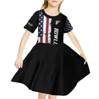 Grunge American Flag Custom Bowling Kid Short Sleeve Dress Pins Graphic and Team Text Layout Design - Wonder Print Shop