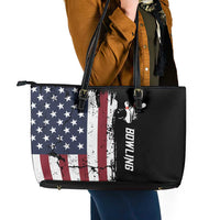 Grunge American Flag Custom Bowling Leather Tote Bag Pins Graphic and Team Text Layout Design - Wonder Print Shop