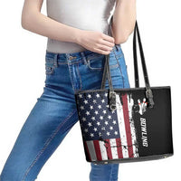 Grunge American Flag Custom Bowling Leather Tote Bag Pins Graphic and Team Text Layout Design - Wonder Print Shop