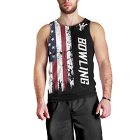 Grunge American Flag Custom Bowling Men Tank Top Pins Graphic and Team Text Layout Design - Wonder Print Shop