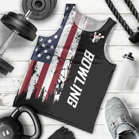 Grunge American Flag Custom Bowling Men Tank Top Pins Graphic and Team Text Layout Design - Wonder Print Shop