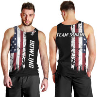 Grunge American Flag Custom Bowling Men Tank Top Pins Graphic and Team Text Layout Design - Wonder Print Shop