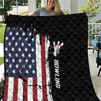Grunge American Flag Custom Bowling Quilt Pins Graphic and Team Text Layout Design - Wonder Print Shop