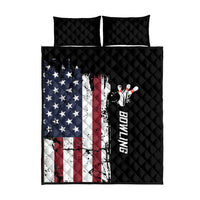 Grunge American Flag Custom Bowling Quilt Bed Set Pins Graphic and Team Text Layout Design - Wonder Print Shop