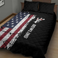 Grunge American Flag Custom Bowling Quilt Bed Set Pins Graphic and Team Text Layout Design - Wonder Print Shop
