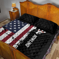 Grunge American Flag Custom Bowling Quilt Bed Set Pins Graphic and Team Text Layout Design - Wonder Print Shop