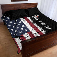 Grunge American Flag Custom Bowling Quilt Bed Set Pins Graphic and Team Text Layout Design - Wonder Print Shop