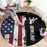 Grunge American Flag Custom Bowling Round Carpet Pins Graphic and Team Text Layout Design - Wonder Print Shop