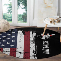 Grunge American Flag Custom Bowling Round Carpet Pins Graphic and Team Text Layout Design - Wonder Print Shop