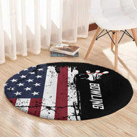 Grunge American Flag Custom Bowling Round Carpet Pins Graphic and Team Text Layout Design - Wonder Print Shop