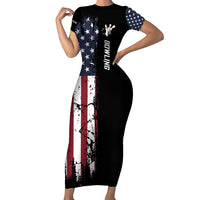 Grunge American Flag Custom Bowling Short Sleeve Bodycon Dress Pins Graphic and Team Text Layout Design - Wonder Print Shop