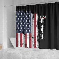 Grunge American Flag Custom Bowling Shower Curtain Pins Graphic and Team Text Layout Design - Wonder Print Shop