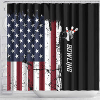 Grunge American Flag Custom Bowling Shower Curtain Pins Graphic and Team Text Layout Design - Wonder Print Shop
