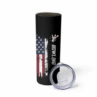 Grunge American Flag Custom Bowling Skinny Tumbler Pins Graphic and Team Text Layout Design - Wonder Print Shop