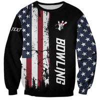 Grunge American Flag Custom Bowling Sweatshirt Pins Graphic and Team Text Layout Design - Wonder Print Shop
