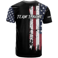 Grunge American Flag Custom Bowling T Shirt Pins Graphic and Team Text Layout Design - Wonder Print Shop
