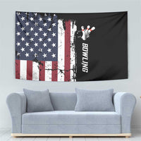 Grunge American Flag Custom Bowling Tapestry Pins Graphic and Team Text Layout Design - Wonder Print Shop
