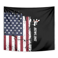 Grunge American Flag Custom Bowling Tapestry Pins Graphic and Team Text Layout Design - Wonder Print Shop