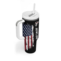 Grunge American Flag Custom Bowling Tumbler With Handle Pins Graphic and Team Text Layout Design - Wonder Print Shop