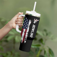 Grunge American Flag Custom Bowling Tumbler With Handle Pins Graphic and Team Text Layout Design - Wonder Print Shop