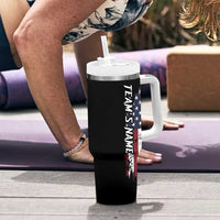 Grunge American Flag Custom Bowling Tumbler With Handle Pins Graphic and Team Text Layout Design - Wonder Print Shop