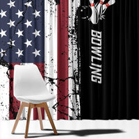 Grunge American Flag Custom Bowling Window Curtain Pins Graphic and Team Text Layout Design - Wonder Print Shop