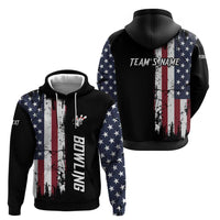Grunge American Flag Custom Bowling Zip Hoodie Pins Graphic and Team Text Layout Design - Wonder Print Shop
