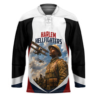 Personalized Harlem Hellfighters Hockey Jersey WWI African American Soldiers Patriotic Vintage Art