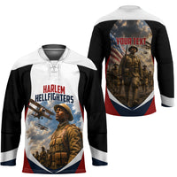Personalized Harlem Hellfighters Hockey Jersey WWI African American Soldiers Patriotic Vintage Art