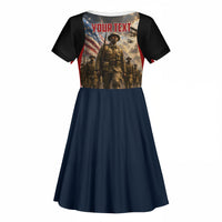 Personalized Harlem Hellfighters Kid Short Sleeve Dress WWI African American Soldiers Patriotic Vintage Art