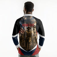 Personalized Harlem Hellfighters Long Sleeve Polo Shirt WWI African American Soldiers Patriotic Vintage Art