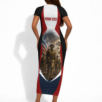 Personalized Harlem Hellfighters Short Sleeve Bodycon Dress WWI African American Soldiers Patriotic Vintage Art