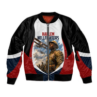 Personalized Harlem Hellfighters Sleeve Zip Bomber Jacket WWI African American Soldiers Patriotic Vintage Art