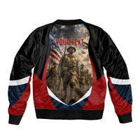Personalized Harlem Hellfighters Sleeve Zip Bomber Jacket WWI African American Soldiers Patriotic Vintage Art