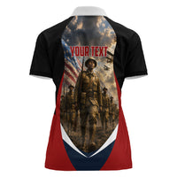 Personalized Harlem Hellfighters Women Polo Shirt WWI African American Soldiers Patriotic Vintage Art