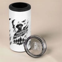 Personalized Harlem Hellfighters 4 in 1 Can Cooler Tumbler WWI African American Soldiers Monochrome Grunge Sketch Art